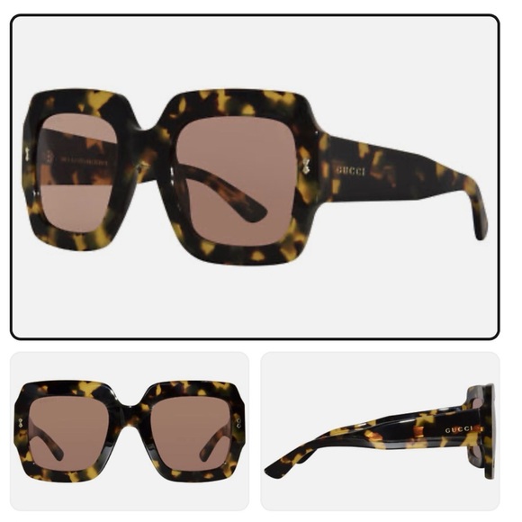 GUCCI GG1111S 003 Sunglasses Women's Havana/Pink Square Shape 53mm - Picture 3 of 9